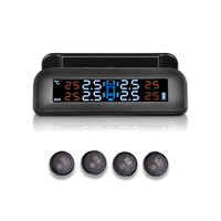 TPMS C260 Système sans fil de surveillance de la pression des pneus Horloge solaire avec écran LCD 4 capteurs externes de pression des pneus
