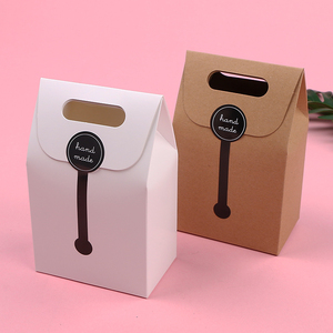 Bolsa de Papel Kraft Portátil para Galletas, Macarons, Pasteles, Caja con Tapa Abatible, Caja Simple para Embalaje de Turrón - Product Image 1