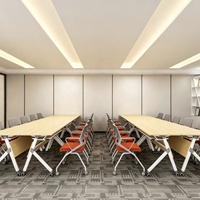 Table de formation pliante en acier laminé à froid 1,2 mm, plateau en acier estampé, revêtement électrostatique en poudre, avec roulettes et système de rangement empilable