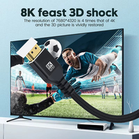 Cable HDTV de Ultra Alta Velocidad 48Gbps 8K/60Hz 4K/120Hz 144Hz Trenzado Dinámico HDR -eARC Compatible con PVC para PS5 RTX 3080/4090 Cámara