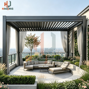 Pavillon moderne en aluminium à persiennes de la marque HJ, résistant au vent et à la neige, abri isolé avec structure thermolaquée pour jardin privé ou <span class=keywords><strong>restaurant</strong></span> - Product Image 6