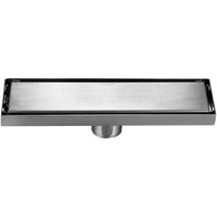 Drain de sol long en acier inoxydable, dissimulé, linéaire, moderne, carré, pour salle de bain et balcon, avec insert pour carrelage et couvercles de douche en acier inoxydable
