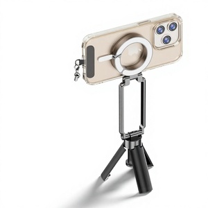 Trépied de voyage ultra-plat pliable pour téléphone, perche à <span class=keywords><strong>selfie</strong></span> magnétique puissante avec adsorption supérieure à 10N, support pour lumière d'appoint, adaptateur de <span class=keywords><strong>filtre</strong></span> et anneau - Product Image 1