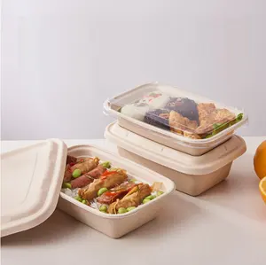 Hot Sale Biodegradable Microwave Wheat Straw Lunch Box Foldable Square Storage Container For Takeaway Food