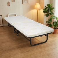 Lit pliant commercial avec matelas, robuste et portable, pour invités, avec roulettes silencieuses, idéal pour les séjours en station balnéaire