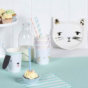 OEM Eco-Friendly <b>Disposable</b> 9.5x9.9 Gold Foil Cat Paper <b>Plates</b> Die-Cut Birthday Party Supplies Factory Direct - Product Image 5