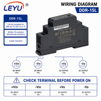 Convertisseur DC-DC sur rail DIN MEANWELL série DDR-15G 15W, 18-75VDC vers 5V 12V 24V, ultra-plat 17,5 mm, convertisseur DC isolé