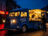 Vintage Viking-Style Burger- und Geothermal-Waffel-Foodtruck mit Vollausstattung für Food Festivals und Outdoor-Konzerte