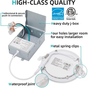 Plafonniers LED encastrés étanches pour intérieur, 3000K 4000K 5000K sélectionnables, panneau fin de 4 pouces, 810lm, spots LED encastrés - Product Image 2