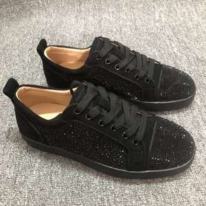 Sneakers à lacets de haute qualité, de marque, à semelle rouge, avec rivets, en cuir véritable, tendance mode, chaussures de marche pour hommes et femmes - Product Image 3