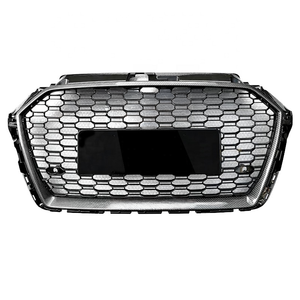 Parrilla delantera de malla de nido de abeja negra brillante <span class=keywords><strong>A3</strong></span> S3, parachoques delantero de fibra de carbono RS3, parrilla ACC para <span class=keywords><strong>Audi</strong></span> <span class=keywords><strong>A3</strong></span> S3 8V.5 2017 2018 2019 - Product Image 1