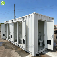 Cabina de Baño Móvil Goeasy, Baño Portátil Prefabricado con 5 Compartimentos para Obras de Construcción y Campamentos