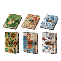 Nouveau carnet d'écolier en tissu à fleurs mignon avec serrure à code, personnalisable, format B6, emballage cadeau, reliure cousue