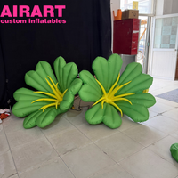Fleurs gonflables vertes, tulipes gonflables, fleurs de mariage gonflables décorées de pétales jaunes