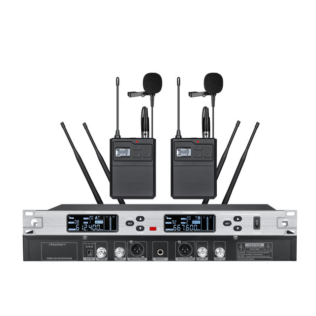 Professional UHF Wireless Handheld Microphone System 2 Channel Cardioid Metal 1 Year Stage Performance Church Karaoke Use