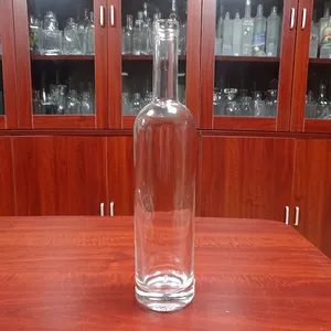 silver cork stopper cylinder shape 750ml super flint clear glass vodka tequila bottle
