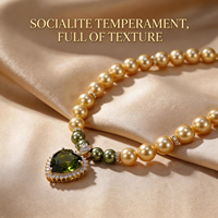 Collier de perles vintage pour animaux de compagnie, collier en pierre précieuse vert olive en forme de cœur pour petits et moyens chiens et chats, bijou de luxe pour animaux de compagnie, cadeau