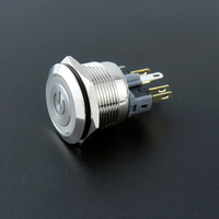 Bouton-poussoir 22 mm à verrouillage et momentané avec symbole d'alimentation LED, 6 broches, étanche IP65, éclairé