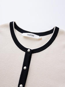 <span class=keywords><strong>Abrigo</strong></span> de cárdigan de lana fina <span class=keywords><strong>beige</strong></span> clásico para mujer Bio-Degradable con manejo de estampado de Desaparición - Product Image 2