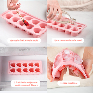 Stampi per cubetti <span class=keywords><strong>di</strong></span> <span class=keywords><strong>ghiaccio</strong></span> in Silicone a forma <span class=keywords><strong>di</strong></span> <span class=keywords><strong>cuore</strong></span> a 10 cavità con Logo personalizzato per cubetti <span class=keywords><strong>di</strong></span> <span class=keywords><strong>ghiaccio</strong></span> <span class=keywords><strong>di</strong></span> cioccolato facile rilascio - Product Image 4