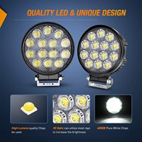 Lampe de Travail LED Ronde 4,5 Pouces Haute Luminosité 4200LM, 14 LED, 42W, pour Remorque, Véhicule, Voiture, Camion et Conduite Tout-Terrain