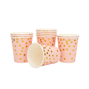 Modern Pink Gold Dot Design Disposable Tableware Set Factory Wholesale Custom Degradable Paper Plates Cup Tableware Sets - Product Image 4
