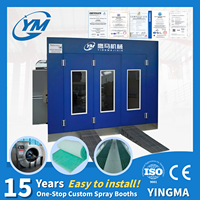 Cabine de peinture automobile à chauffage diesel, débit d'air 24000 m³/h, 3 portes en tôle, certifiée CE ISO, éclairage LED, usage industriel