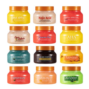 Exfoliante Corporal de Frutas con 12 Sabores, Sal de Baño Blanqueadora con Vitamina C, Sandía y Cúrcuma, Exfoliante Corporal de Azúcar para una Limpieza Profunda y Blanqueamiento - Product Image 1