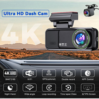 Caméra embarquée 3,2 pouces Ultra HD 4K+2k, double caméra avant et arrière, prise en charge d'ADAS, WIFI, GPS et contrôle par application, prise en charge de l'enregistrement en accéléré