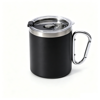 Mug de camping isotherme 500 ml en acier inoxydable 304 à double paroi avec poignée mousqueton, tasse de bureau pour la randonnée et les voyages