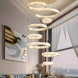 Lámpara de Araña Espiral de Cristal K9 Dorado de Lujo, Moderna, de 8 Niveles, para Vestíbulo de Hotel, Sala de Estar de Villa, Escaleras - Product Image 2