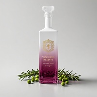 Bouteille carrée haute de 800 ml en verre super flint avec logo couleur personnalisé et boîte d'emballage, vide, pour spiritueux, liqueur, whisky, vente en gros, directement de l'usine