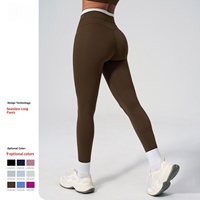 Leggings de yoga côtelés taille haute effet seconde peau, style européen-américain, color-block, pour femme, avec effet gainant ventre plat
