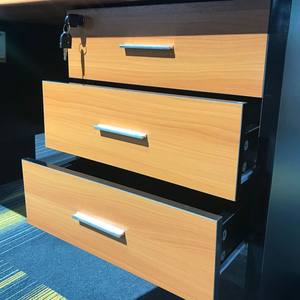 Bureau <span class=keywords><strong>d</strong></span>'ordinateur <span class=keywords><strong>en</strong></span> <span class=keywords><strong>bois</strong></span> de style minimaliste populaire, design vintage marron, avec tiroir - Product Image 4