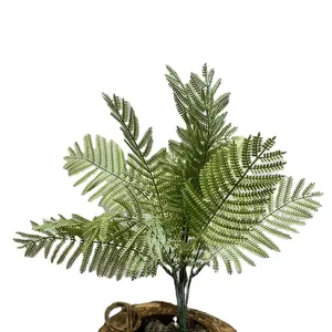 EG-J222 Simulado Folhas Verdes Pequena Planta De Folha De Palmeira Sem Planta Artificial Em Vaso