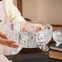 Luxe fijn gesneden fruitschaal, grote glazen serveerschaal, snoephouder voor thuisdecoratie, huwelijkscadeau, snelle verzending
