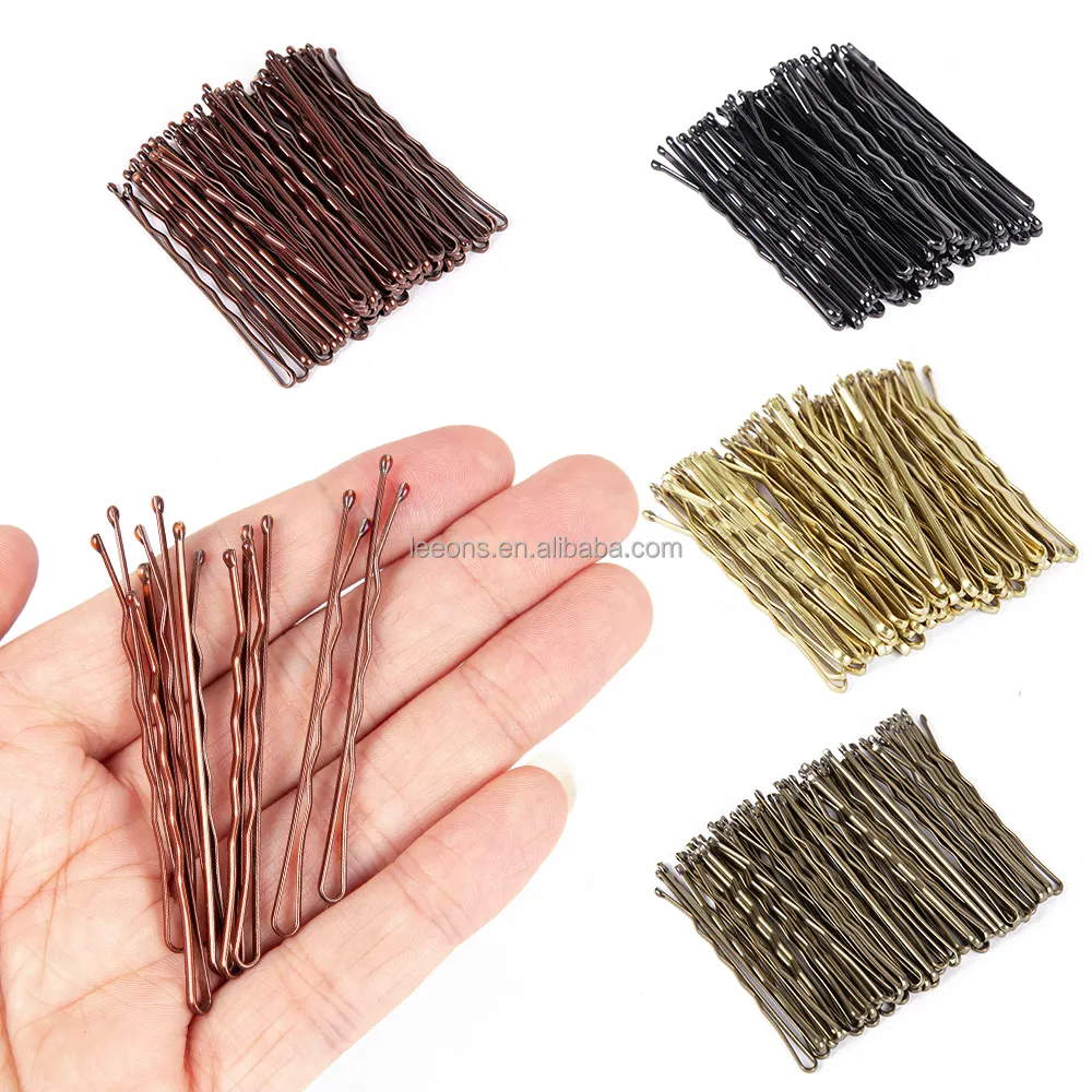 Wholesale Custom Fashion Salon Women Hair Grips Colorful Hairpins Metal Black Gold Brown Hair Bobby Pins Bulk Hair Accessories