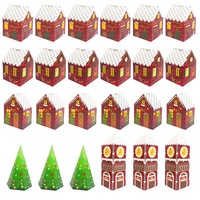 Boîtes cadeaux en carton pour Noël, pliables, pour bonbons, biscuits, en-cas, emballage 230 g/m², recyclables, boîte de l'avent
