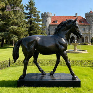 ट्रेवी हाथ-कास्ट जीवन आकार प्राचीन काले कांस्य घोड़े की मूर्तिकला खेत/चिड़ियाघर आउटडोर सजावट के लिए - Product Image 4