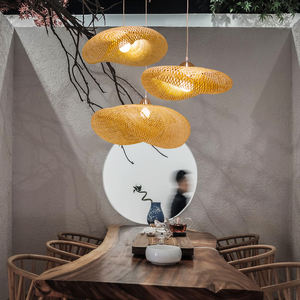 Rotin bambou <span class=keywords><strong>Cage</strong></span> pendentif éclairage grande taille osier tissage plafond lustre bambou suspension lampe - Product Image 2