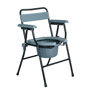 Silla de Ruedas Plegable Portátil con Respaldo de Plástico a Rayas, Ayuda de Movilidad Plegable para el Cuidado en el Hogar y Dormitorio - Product Image 1