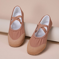 Ballerines en toile extra-douces pour femmes, couleur café, à enfiler, pour la danse chinoise et la correction posturale