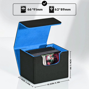 YY กล่องแม่เหล็กหนัง PU ความจุ100 + กล่องเก็บการ์ดแบบพกพาสำหรับนักสะสม - Product Image 3