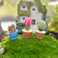 Figurines miniatures créatives en résine de cactus et de plantes succulentes pour décorations paysagères, mini-plantes en pot, ornements, accessoires de bricolage