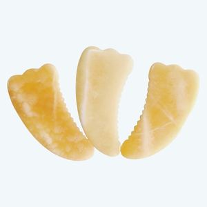 Horn Shape Jade Gua Sha Facial Anti Wrinkle <b>Massager</b> Custom Guasha Logo Body Gua Sha Yellow Jade Tool - Product Image 5