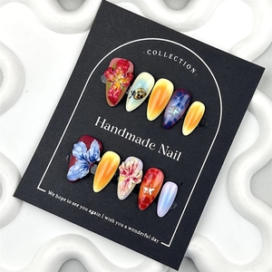 Uñas Postizas Reutilizables <span class=keywords><strong>con</strong></span> Acabado Brillante, Diseño de Almendra <span class=keywords><strong>con</strong></span> <span class=keywords><strong>Flores</strong></span> 3D, <span class=keywords><strong>Manicura</strong></span> Simple y Elegante, 10 Piezas, Blancas, Francesas, Hechas a Mano - Product Image 3