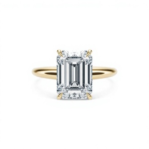 แหวนหมั้นเพชรเม็ดเดี่ยวทรงเหลี่ยมมรกต 3.75 กะรัต ทองคำขาว 14K สำหรับผู้หญิง สินค้าหรูหรา - Product Image 1
