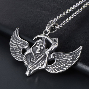 Pendentif Dieu de la Mort avec faucille volante, collier pour homme en acier inoxydable, style punk, bijoux à thème SP470 - Product Image 3