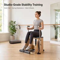 Chaise de Pilates Wunda pour studio de yoga, salle de sport à domicile, femmes, hommes, adultes, structure en chêne, cuir PU épaissi, durable, bien-être