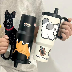 Elegante Vaso Térmico de Acero Inoxidable con Aislamiento al Vacío, con Pajita, para Twilight Big Mac Ice King, con Tapa de Asa, Diseño de Dibujos Animados, Gran Capacidad, para Viajes - Product Image 3